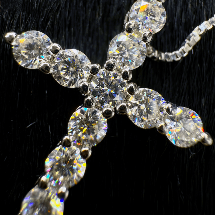 925 silver Moissanite cross necklace hand-inlaid diamond pendant
