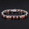 925 Sterling Silver 5A  Zirconia Bracelet - Luxury Gradient Retro Red Tone, Silver Inlaid Fashion Jewelry