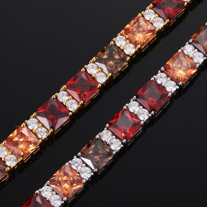 925 Sterling Silver 5A  Zirconia Bracelet - Luxury Gradient Retro Red Tone, Silver Inlaid Fashion Jewelry