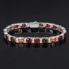925 Sterling Silver 5A  Zirconia Bracelet - Luxury Gradient Retro Red Tone, Silver Inlaid Fashion Jewelry