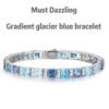 925 Sterling Silver Zirconia Bracelet - Celebrity Inspired Glacier Blue Full Stone Design