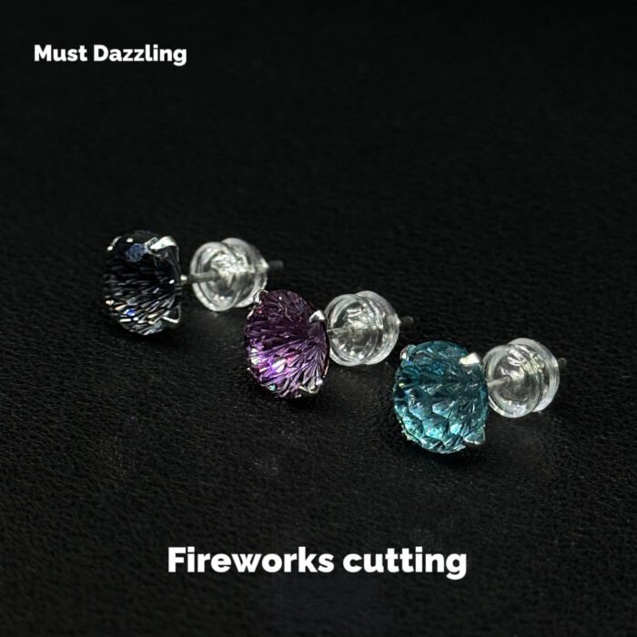 925 Silver 5A Cubic Zirconia Earrings Colorist Series Firework Cut Studs