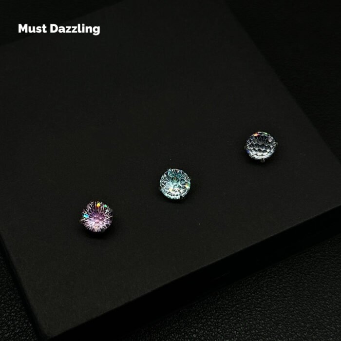 925 Silver 5A Cubic Zirconia Earrings Colorist Series Firework Cut Studs