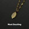 Titanium Steel 5A Zircon 'Golden Branch and Jade Leaf' Pendant Necklace Unisex