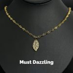 IMG_9695 Titanium Steel 5A Zircon 'Golden Branch and Jade Leaf' Pendant Necklace Unisex