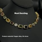 IMG_9708 Copper Alloy 5A Zircon Necklace Multi-Shaped Colorful Zircon Tennis Necklace Unisex