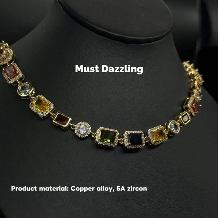 Copper Alloy 5A Zircon Necklace Multi-Shaped Colorful Zircon Tennis Necklace Unisex