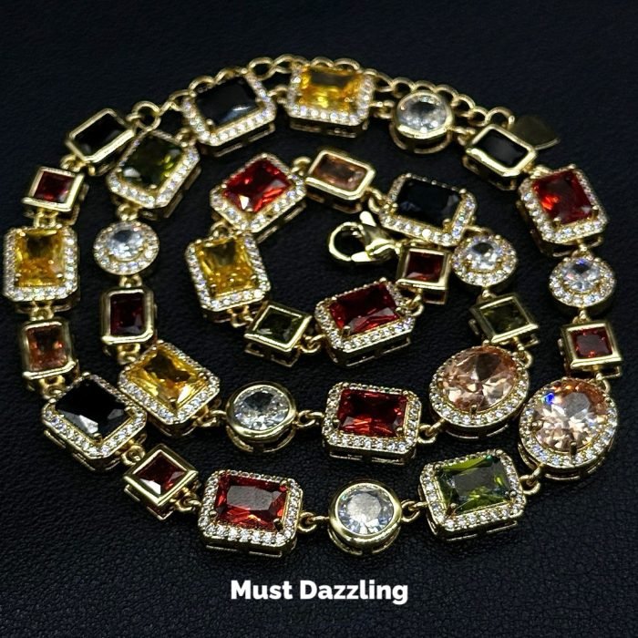 Copper Alloy 5A Zircon Necklace Multi-Shaped Colorful Zircon Tennis Necklace Unisex