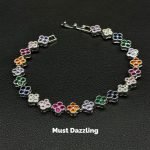 IMG_9809 Copper alloy 5A zircon bracelet dopamine four-leaf clover tennis bracelet vintage colourful