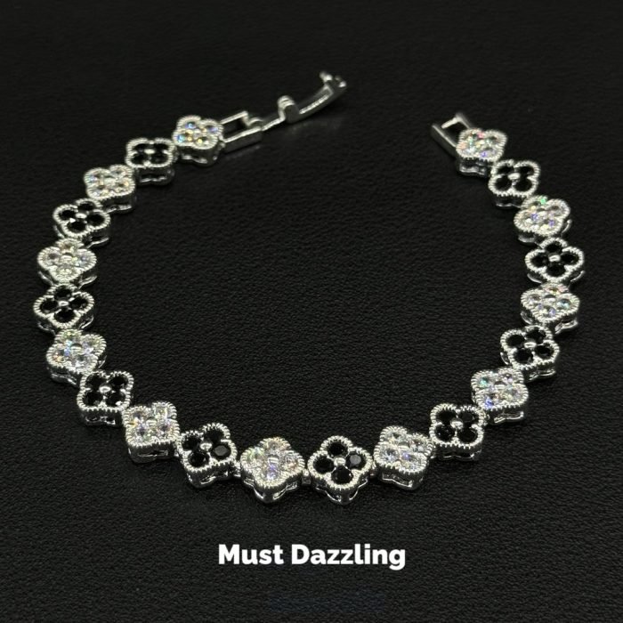 Copper alloy 5A zircon bracelet dopamine four-leaf clover tennis bracelet vintage colourful