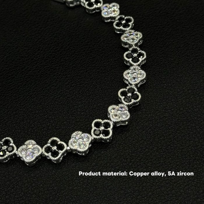 Copper alloy 5A zircon bracelet dopamine four-leaf clover tennis bracelet vintage colourful