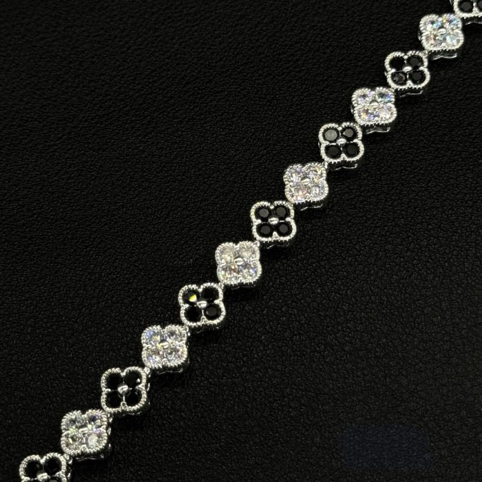 Copper alloy 5A zircon bracelet dopamine four-leaf clover tennis bracelet vintage colourful