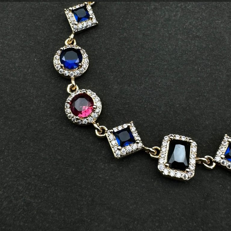 Copper alloy synthetic multi-color 5A zircon tennis bracelet for men and women