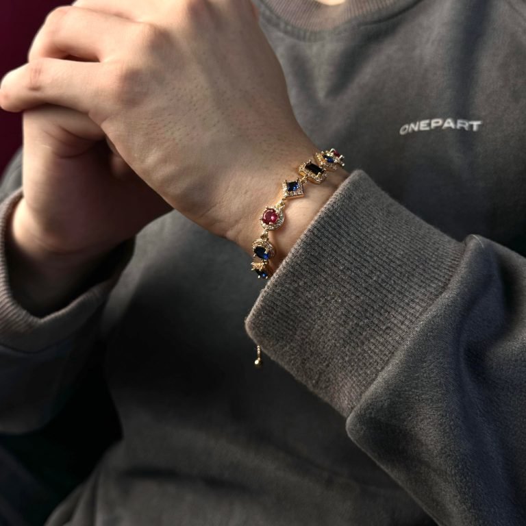 Copper alloy synthetic multi-color 5A zircon tennis bracelet for men and women