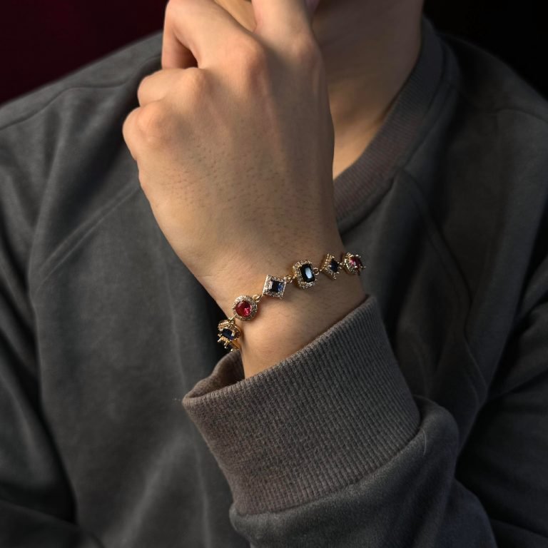 Copper alloy synthetic multi-color 5A zircon tennis bracelet for men and women