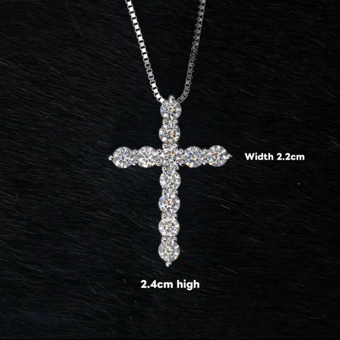 925 silver Moissanite cross necklace hand-inlaid diamond pendant