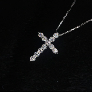 925 silver Moissanite cross necklace hand-inlaid diamond pendant