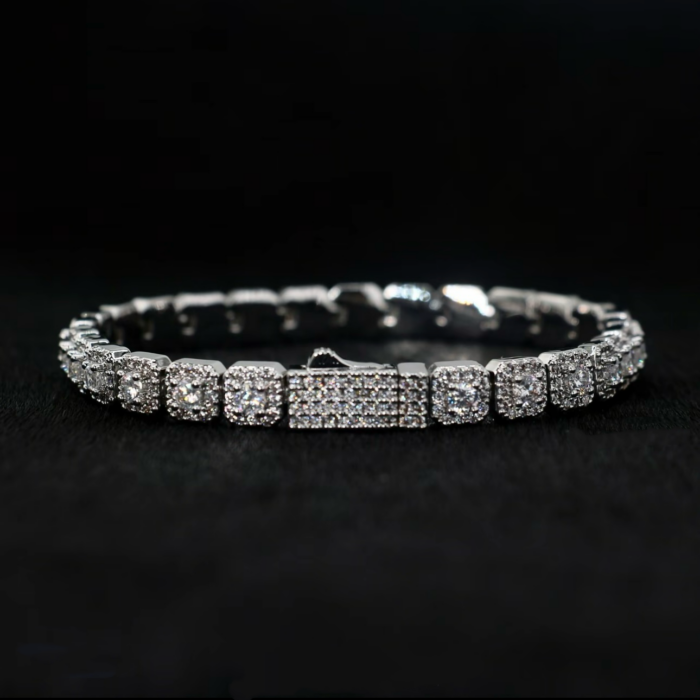 Copper Alloy 5A Zircon 6mm Full Diamond Square Sugar Full Star Bracelet