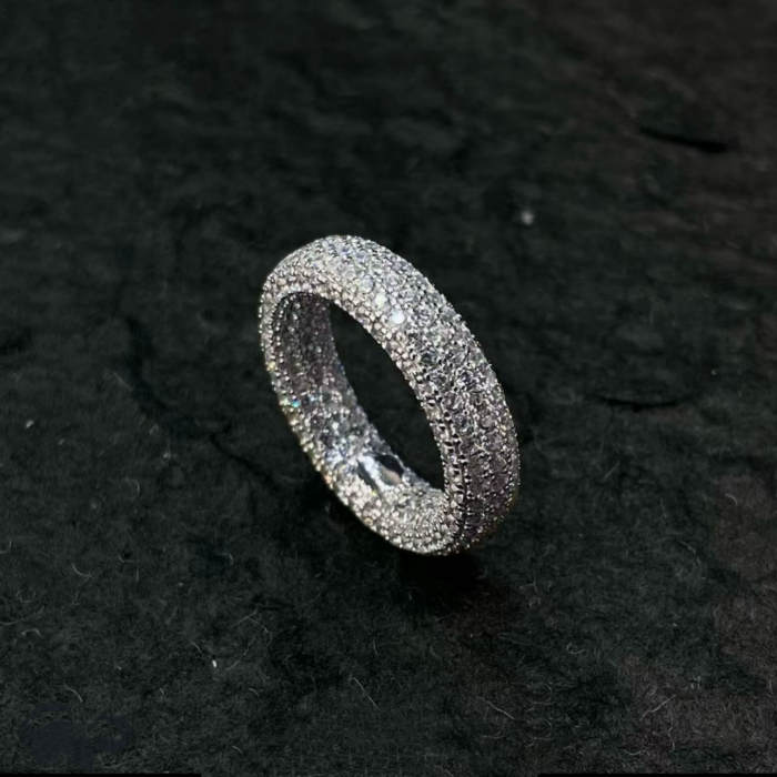 925 silver 5A zircon hand-inlaid inside and outside full 5A zircon full of stars ring