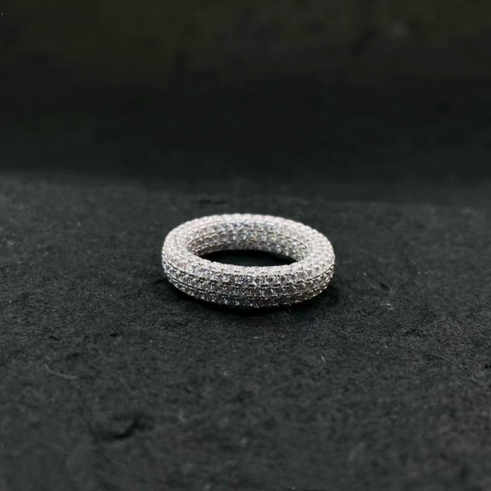 925 silver 5A zircon hand-inlaid inside and outside full 5A zircon full of stars ring