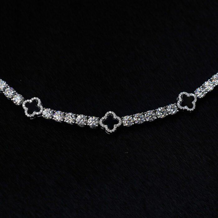 925 Sterling Silver Moissanite Clover Tennis Bracelet | Dainty & Sparkling Jewelry Gift