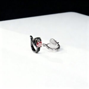 IMG_0593 Brass Alloy Moissanite Earrings - King Snake Heart Design Premium Moissanite Silver Needle Style