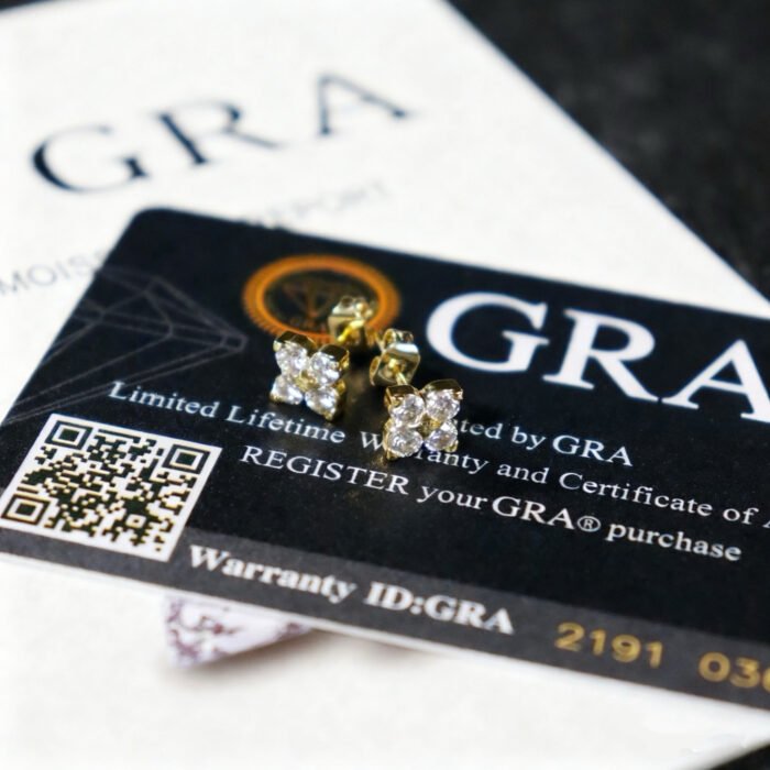 Brass Alloy Moissanite Stud Earrings - Four-Leaf Clover Designer High-End Luxury Trendy Style