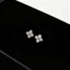 Brass Alloy Moissanite Stud Earrings - Four-Leaf Clover Designer High-End Luxury Trendy Style