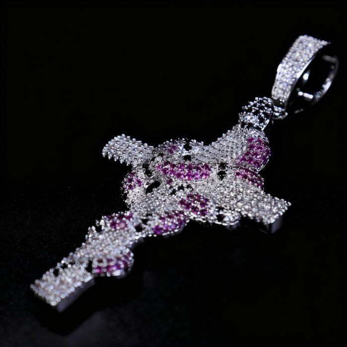 Brass Alloy 5A CZ Pendant Necklace - Coral Snake Cross Hip Hop Trendy Design