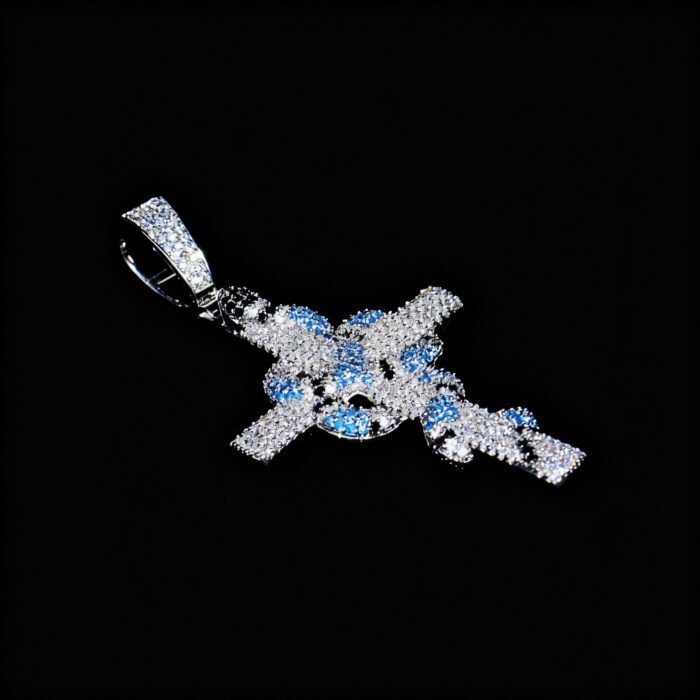 Brass Alloy 5A CZ Pendant Necklace - Coral Snake Cross Hip Hop Trendy Design