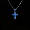Hip Hop Cross Necklace - Brass Alloy Synthetic CZ Pendant Retro Pink & Blue Trendy Design