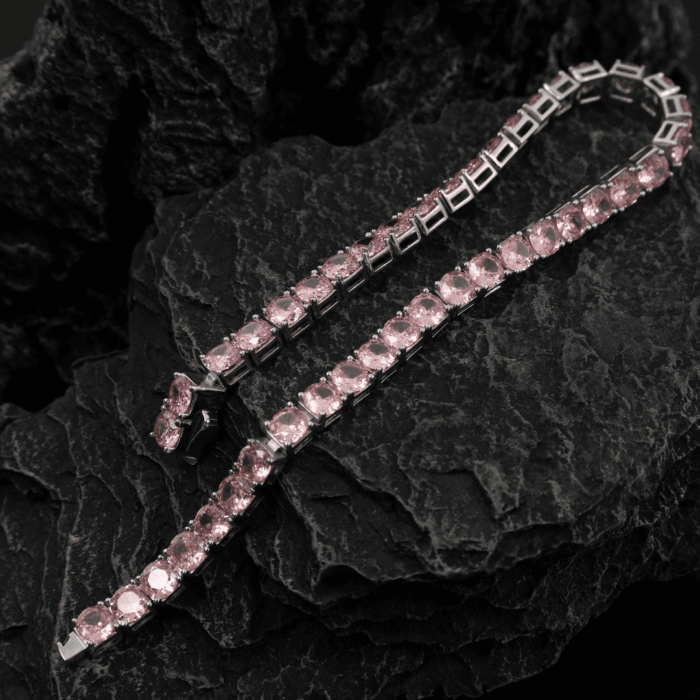 925 Sterling Silver 5A CZ Tennis Necklace - Pink Gold Black Minimalist Luxury Square Sugar Designer Style