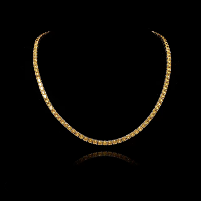 925 Sterling Silver 5A CZ Tennis Necklace - Pink Gold Black Minimalist Luxury Square Sugar Designer Style