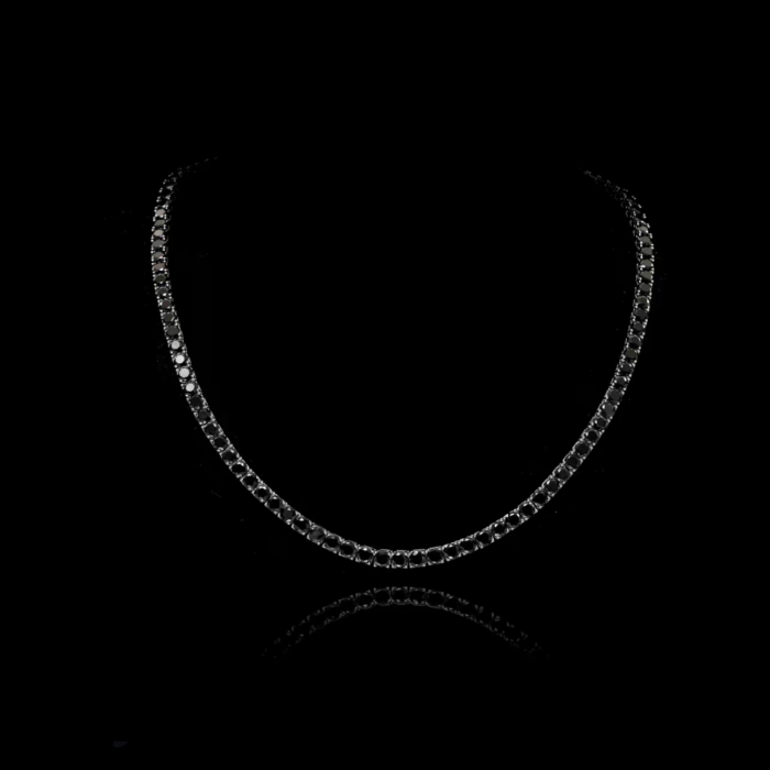 925 Sterling Silver 5A CZ Tennis Necklace - Pink Gold Black Minimalist Luxury Square Sugar Designer Style