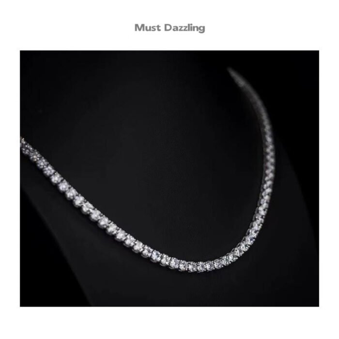 5A Zircon Copper Alloy Tennis Chain Necklace - 4mm Fully Iced Out Hip Hop Cuban Link