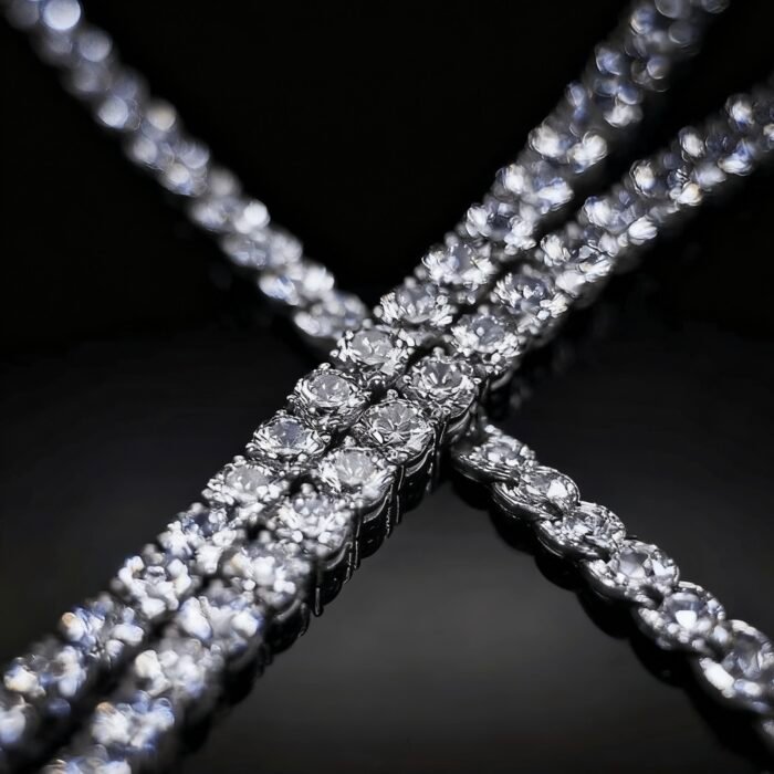 5A Zircon Copper Alloy Tennis Chain Necklace - 4mm Fully Iced Out Hip Hop Cuban Link