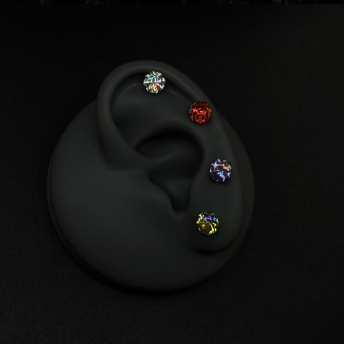 Bold Colorist Collection Studs - Titanium Steel Jellyfish-Cut Cubic Zirconia Unisex Earrings