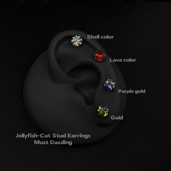 Bold Colorist Collection Studs - Titanium Steel Jellyfish-Cut Cubic Zirconia Unisex Earrings