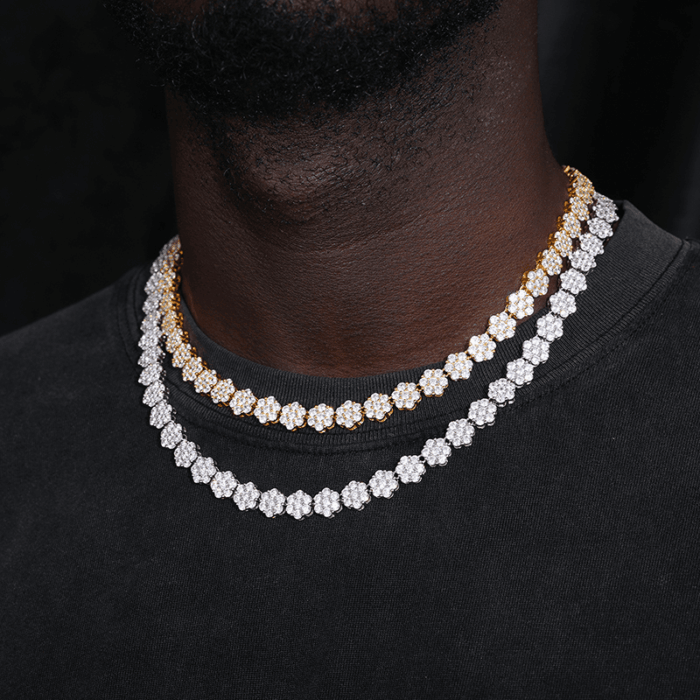 High-End 925 Sterling Silver Moissanite Bracelet & Necklace Set - D Color Full Paved Bling Hip Hop Snowflake Design