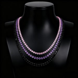 IMG_0938 925 Sterling Silver 5A CZ Tennis Necklace - Pink Gold Black Minimalist Luxury Square Sugar Designer Style