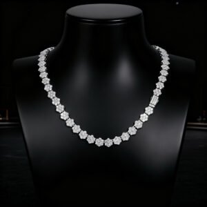 IMG_0940 High-End 925 Sterling Silver Moissanite Bracelet & Necklace Set - D Color Full Paved Bling Hip Hop Snowflake Design