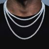 5A Zircon Copper Alloy Tennis Chain Necklace - 4mm Fully Iced Out Hip Hop Cuban Link